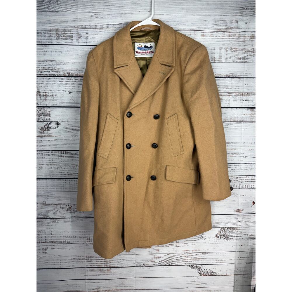 Vintage 42 R Whaling Mfg. Co Brown Balmacaan Coat Wool Double Breasted Made USA